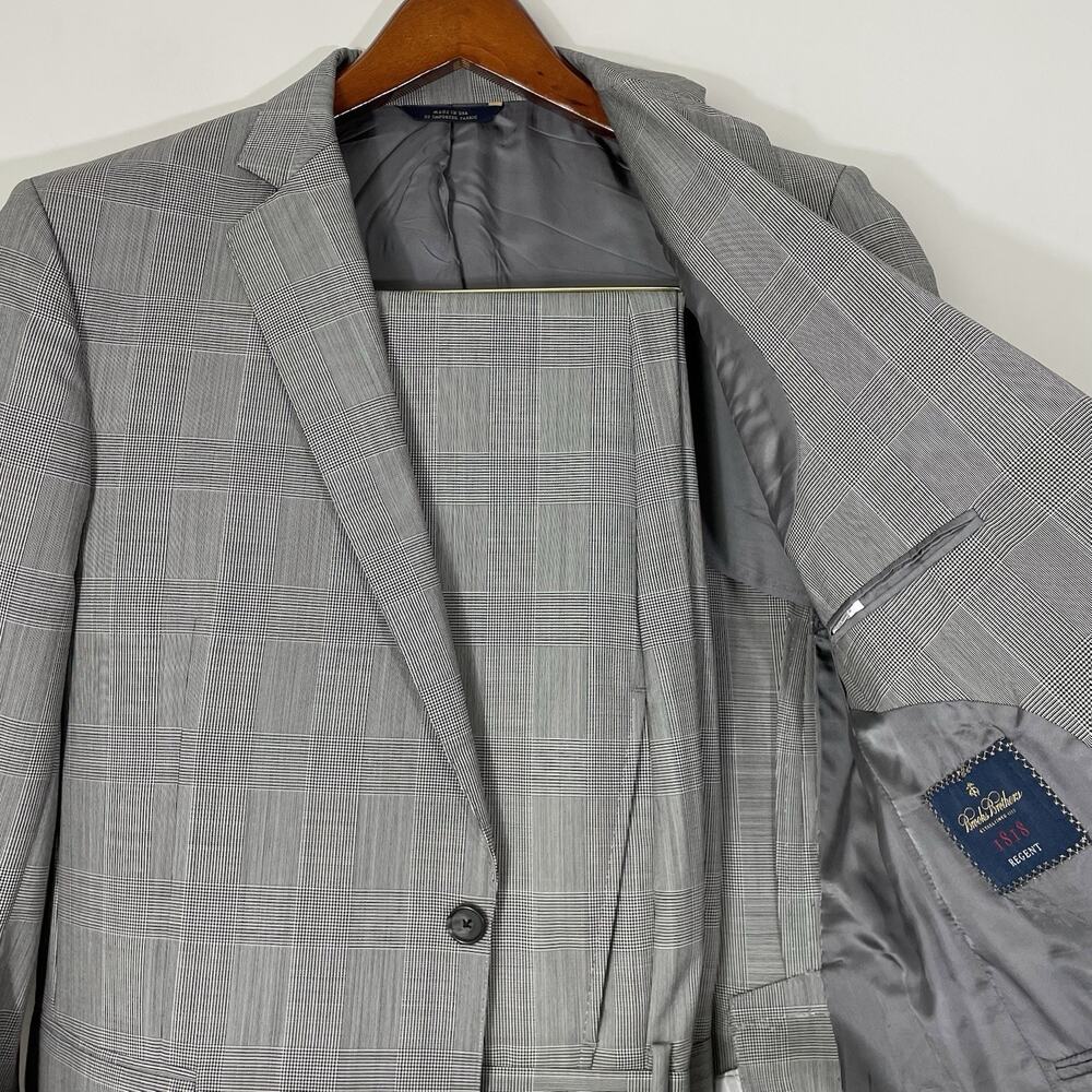 Brooks Brothers Regent VBC 1663 Glen Plaid Suit 40R Pants 34 X 29 (+2”)